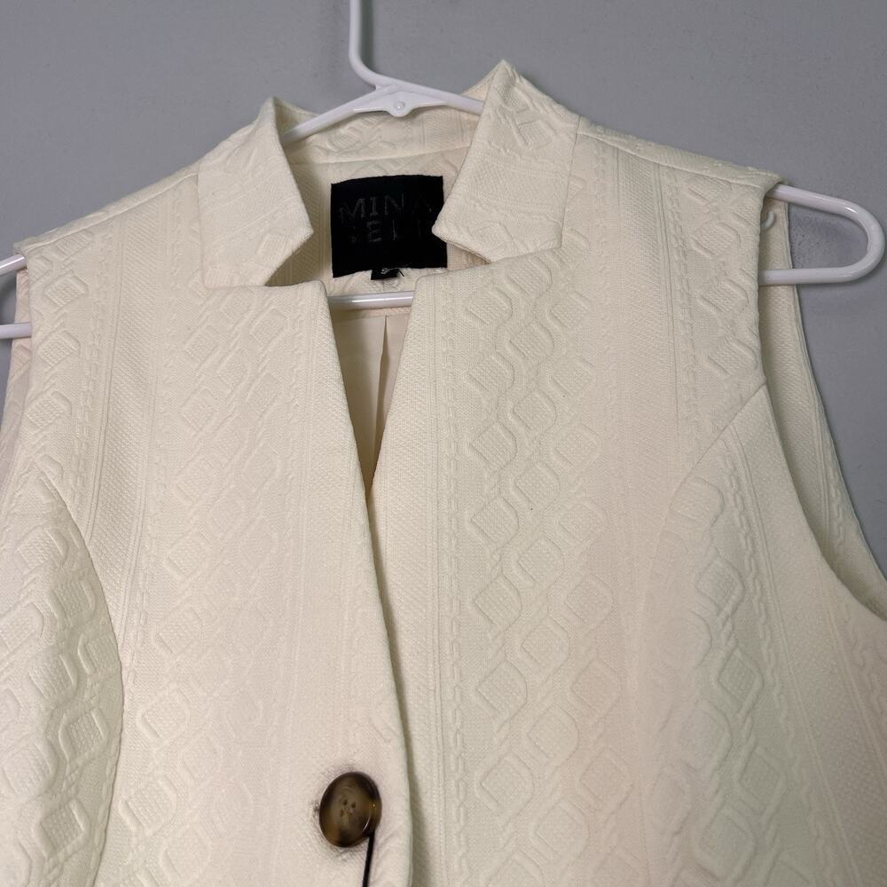 NWT Mina Self Women's Cream Structured V Neck Vest Sz S Preppy Spring Contempora - Picture 2 of 9